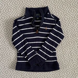 Ralph Lauren Navy & White Striped Quarter-Zip Pullover